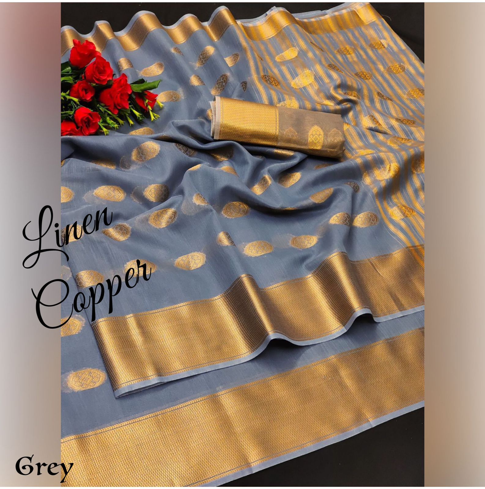 Aab Copper Linen Fancy Wholesale Non catalog Sarees Catalog